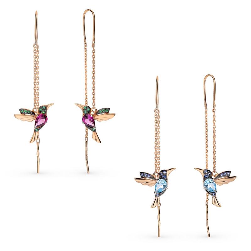 Strass - Pendientes elegantes con diamantes de colibrí